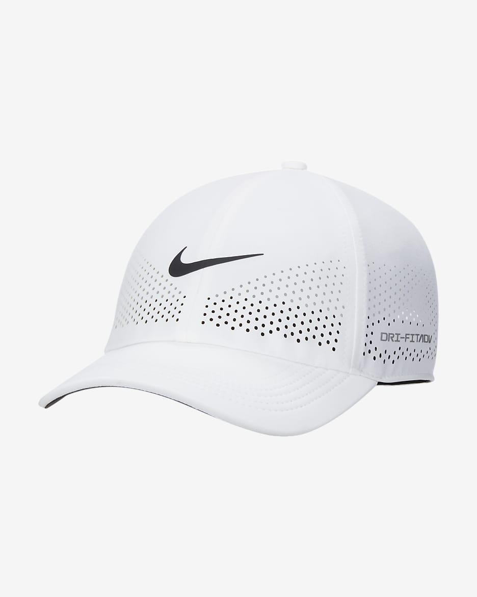 Nike Dri-FIT ADV Club Unstructured Swoosh Cap - White/Black