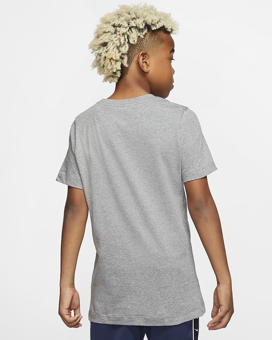 T-shirt en coton Nike Sportswear pour ado - Carbon Heather/Noir/Blanc