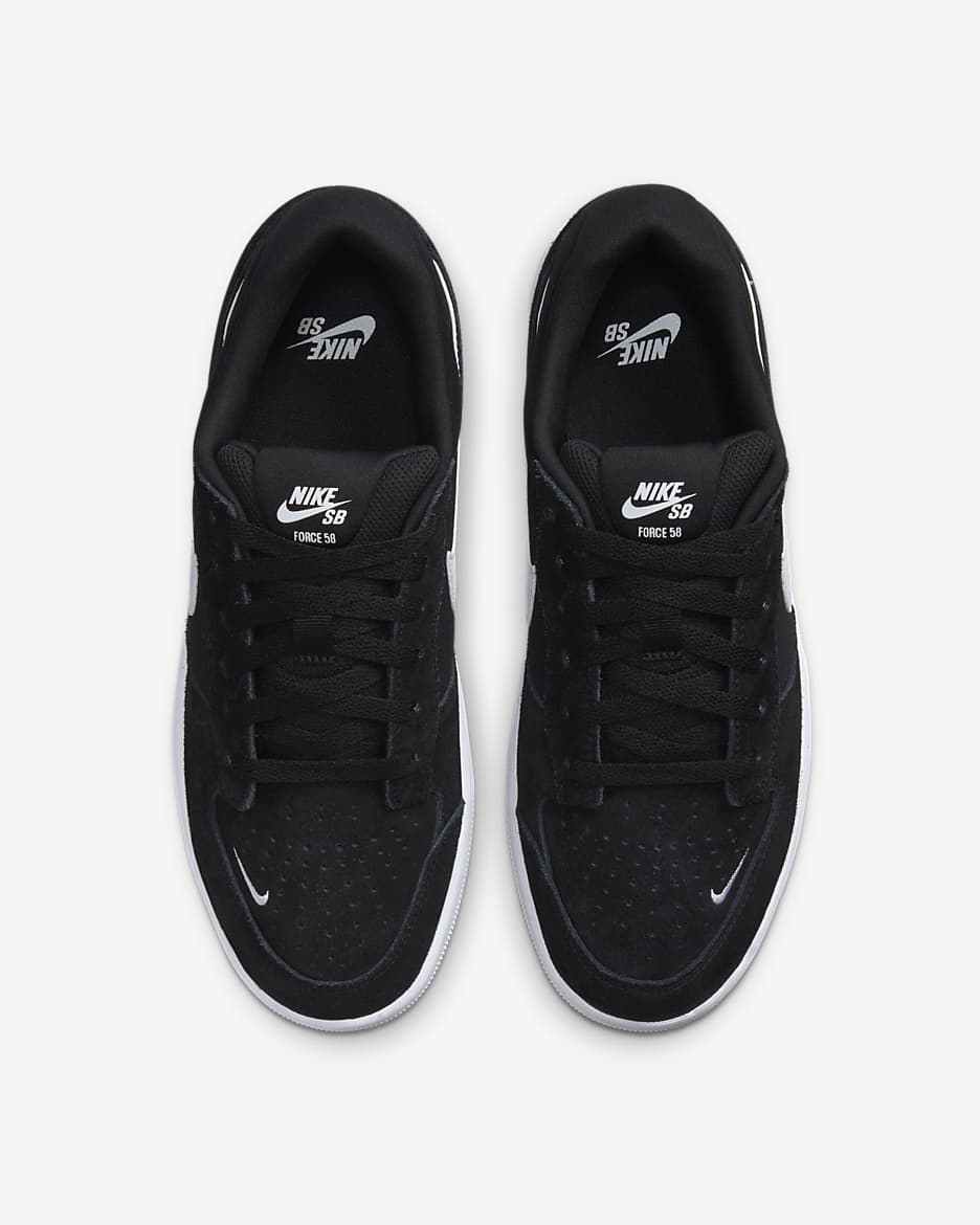 Nike SB Force 58 Skateschoen - Zwart/Zwart/Wit