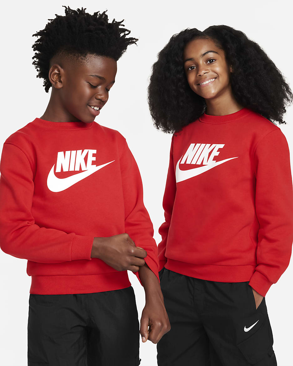 Nike Sportswear Club Fleece Big Kids' Sweatshirt - University Red/White