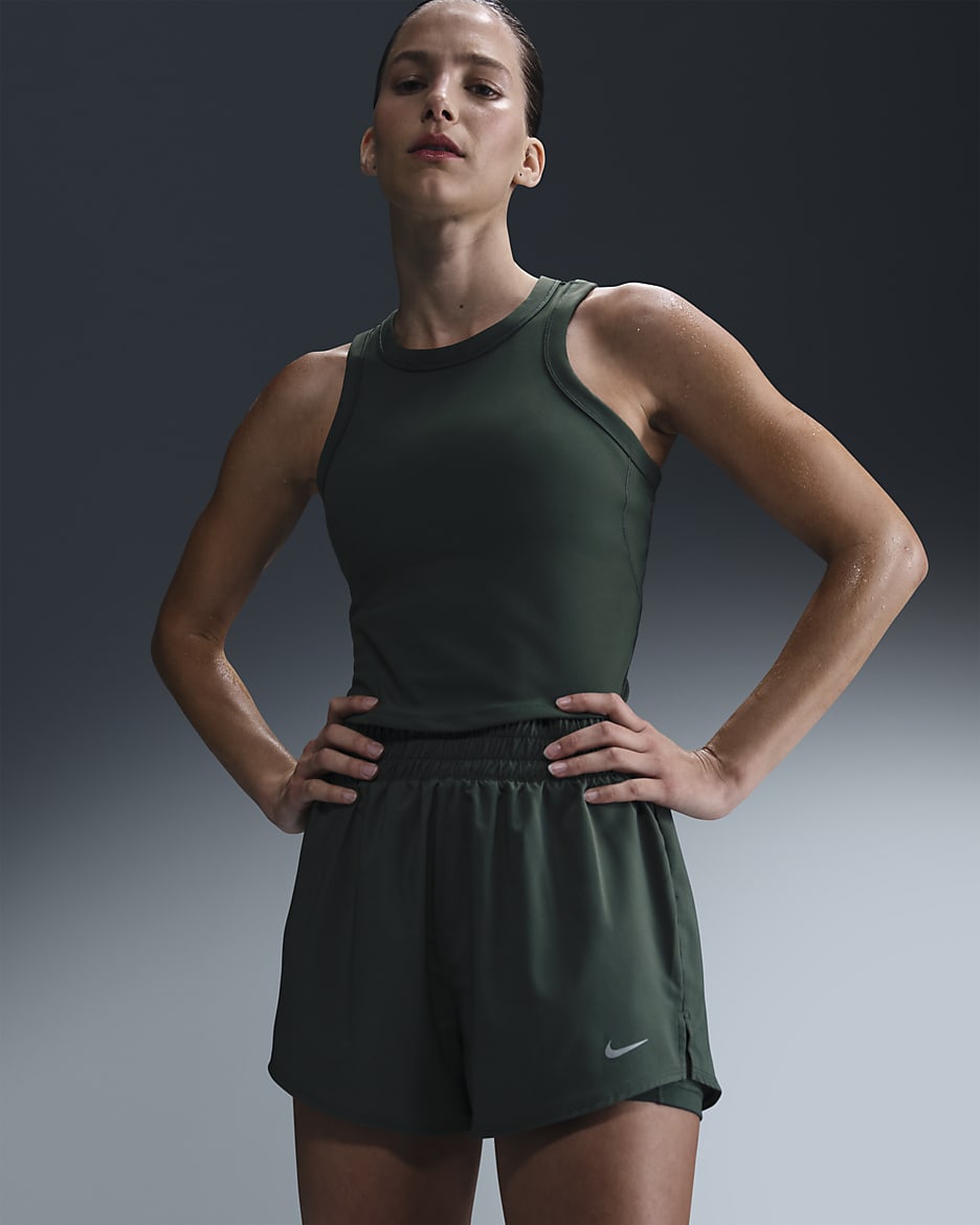 Nike One Fitted Women's Dri-FIT Cropped Tank Top - Vintage Green/Black