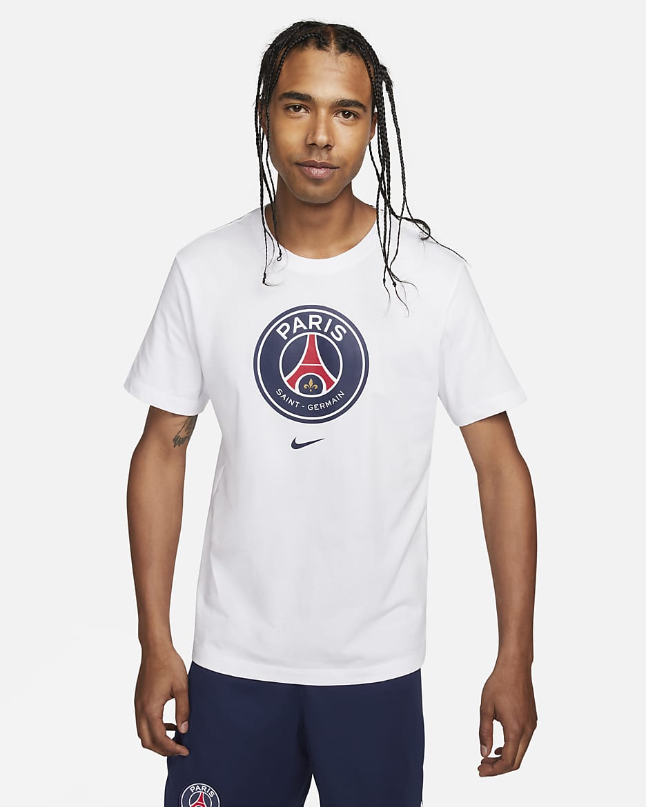 Paris Saint-Germain Crest Men's Soccer T-Shirt - White