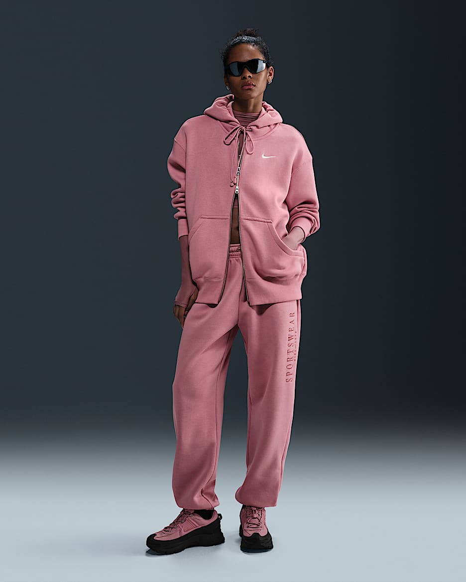 Nike Sportswear Phoenix Fleece Women's High-Waisted Oversized Sweatpants - Elemental Pink/Desert Berry