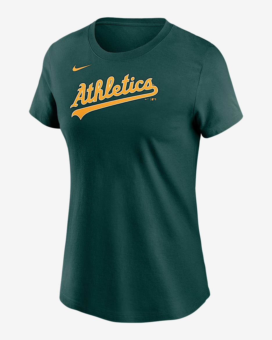 Playera Nike de la MLB para mujer Athletics Wordmark - Verde