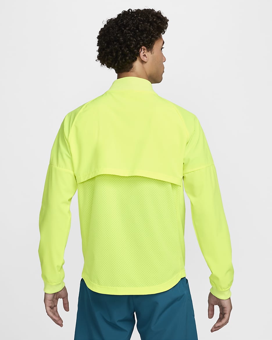 Chamarra de tenis para hombre Nike Dri-FIT Rafa - Volt/Azul verdoso geoda