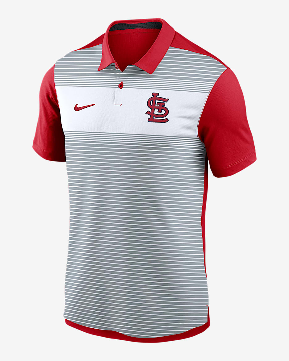 St. Louis Cardinals Striped Vapor Polo Men's Nike Dri-FIT MLB Polo - Grey