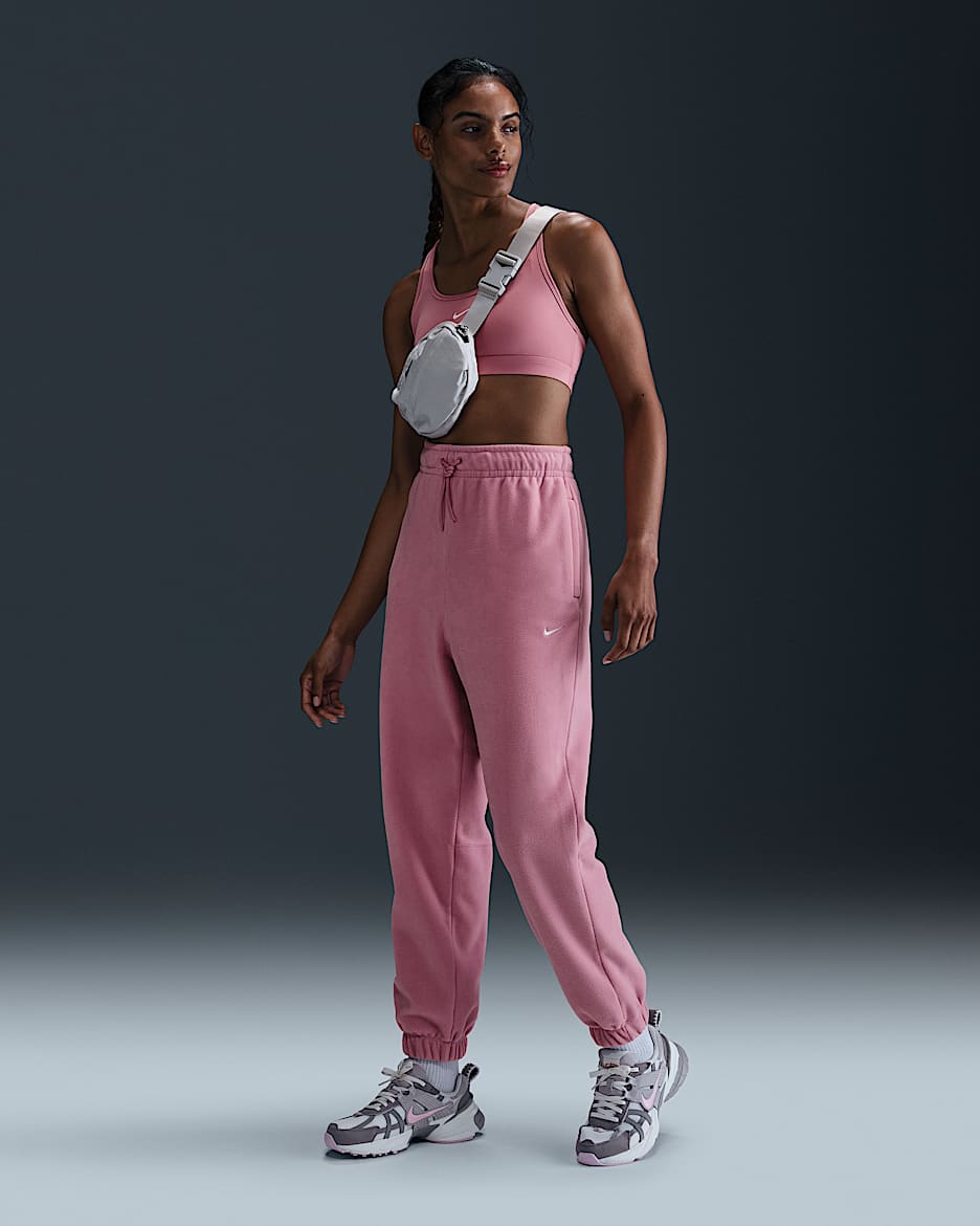 Pants de tejido Fleece holgado para mujer Nike Therma-FIT One - Rosa elemental/Marfil pálido