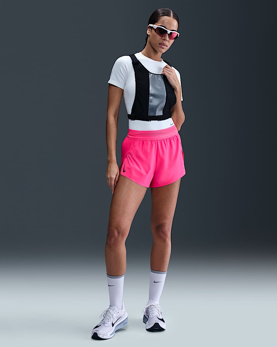 Nike AeroSwift Women's Dri-FIT ADV Mid-Rise Brief-Lined 3" Running Shorts - Hyper Pink/Black