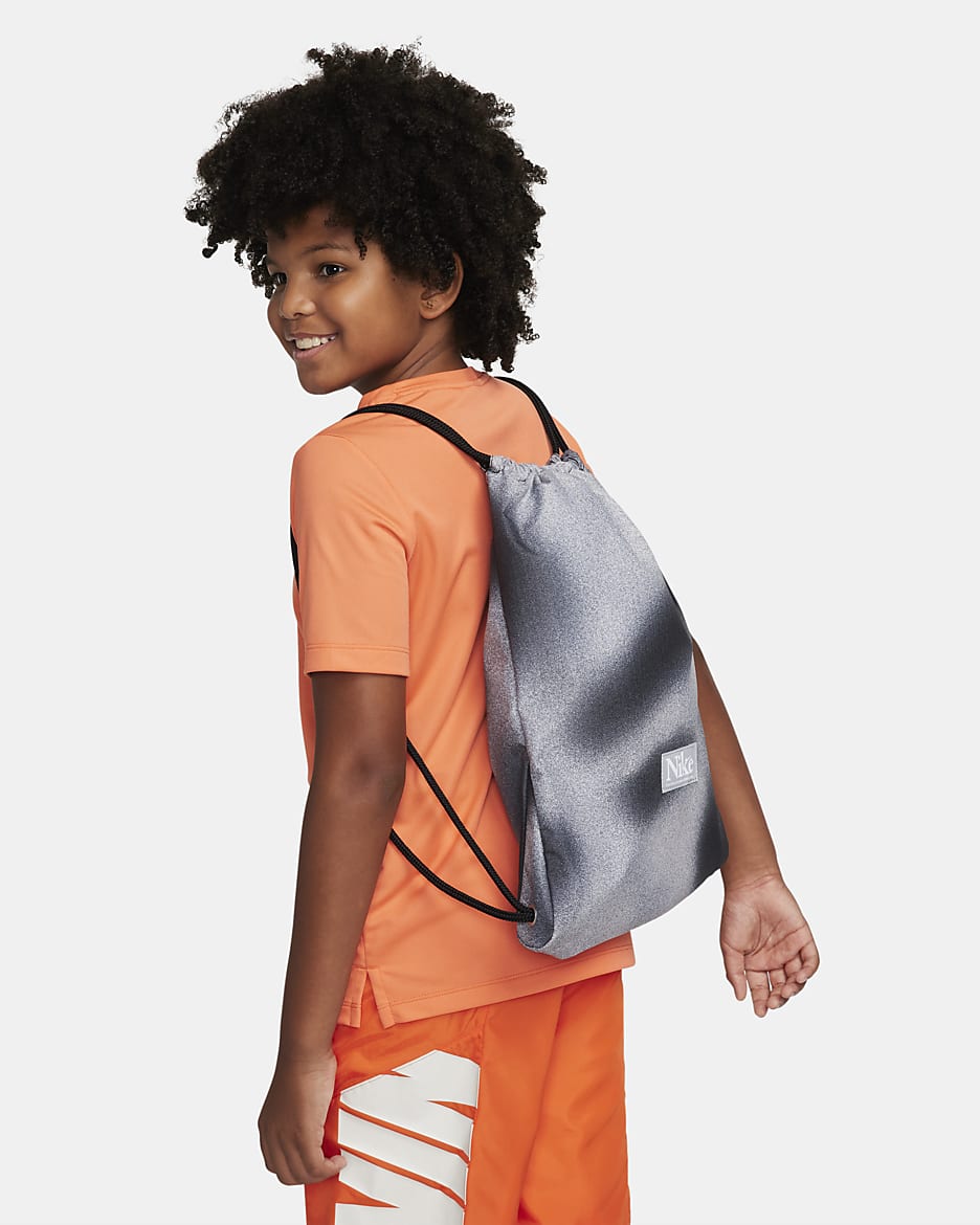 Nike Kids' Drawstring Bag (12L) - Black/Black/Light Smoke Grey