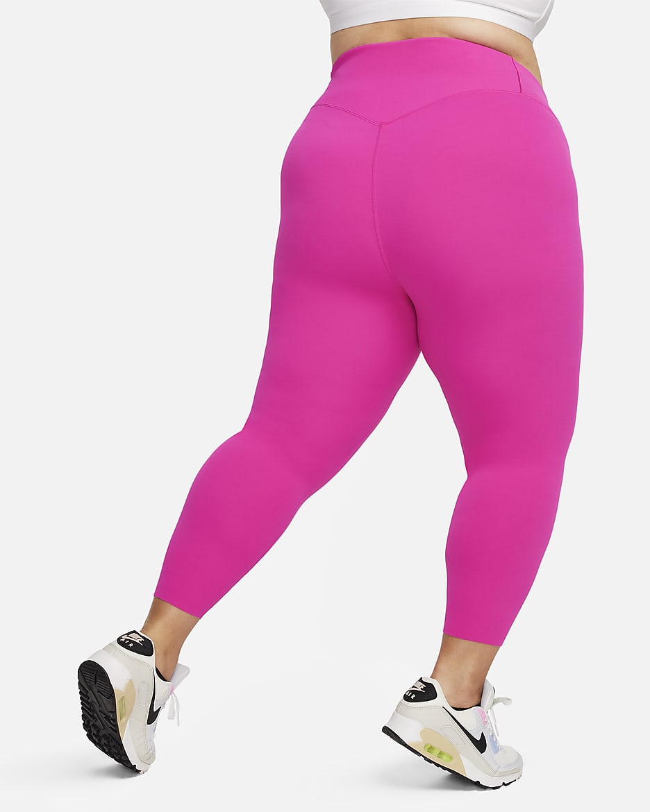 Nike Zenvy-leggings i 7/8-længde med høj talje og let støtte til kvinder (plus size) - Fireberry/sort