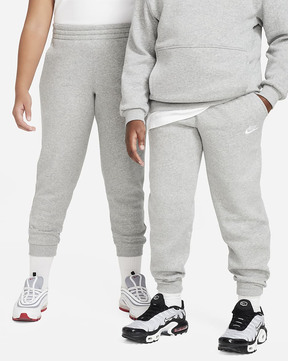 Nike Sportswear Club Fleece Older Kids' Joggers (Extended Size) - Dark Grey Heather/Base Grey/White