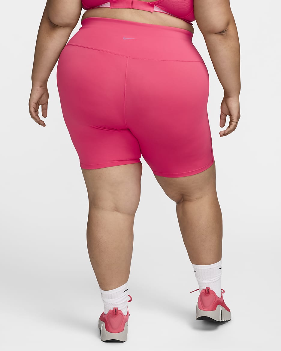 Nike One Women's High-Waisted 8" Biker Shorts with Pockets (Plus Size) - Aster Pink/Black