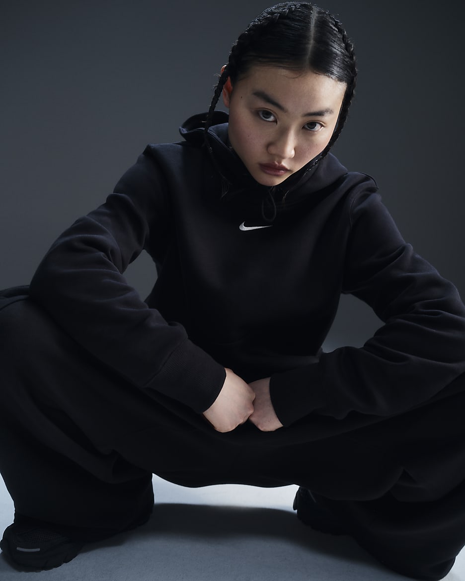 Nike Sportswear Phoenix Fleece Women's Pullover Hoodie - Black/Sail