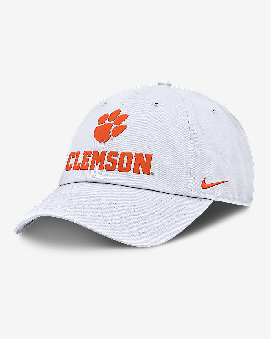Gorra universitaria Nike ajustable para hombre Clemson Sideline Club Gameday - Blanco