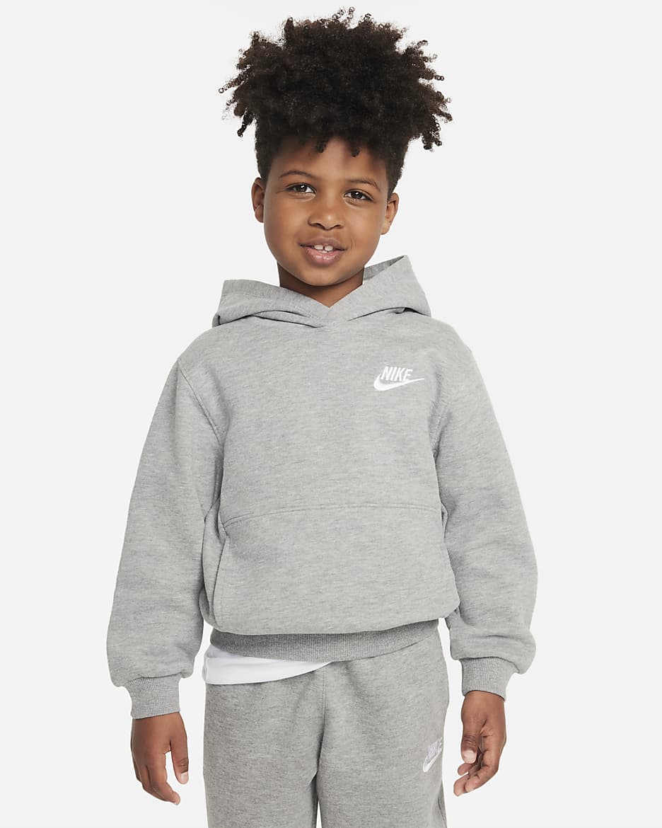 Nike Sportswear Club Fleece Little Kids' Pullover Hoodie - Dark Grey Heather