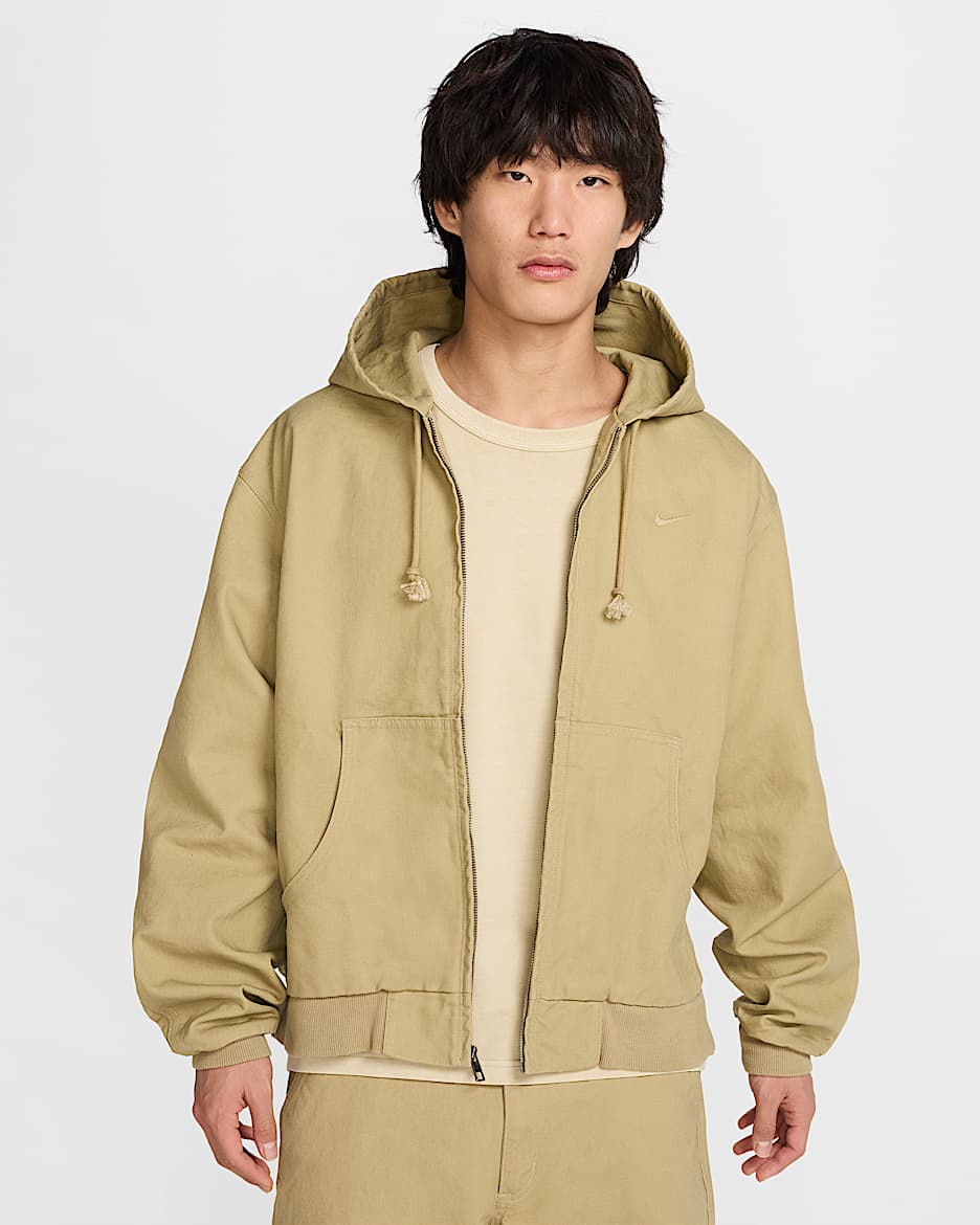 Chamarra sin forro con cierre completo para hombre Nike Life - Beige paracaídas/Caqui desierto/Beige paracaídas