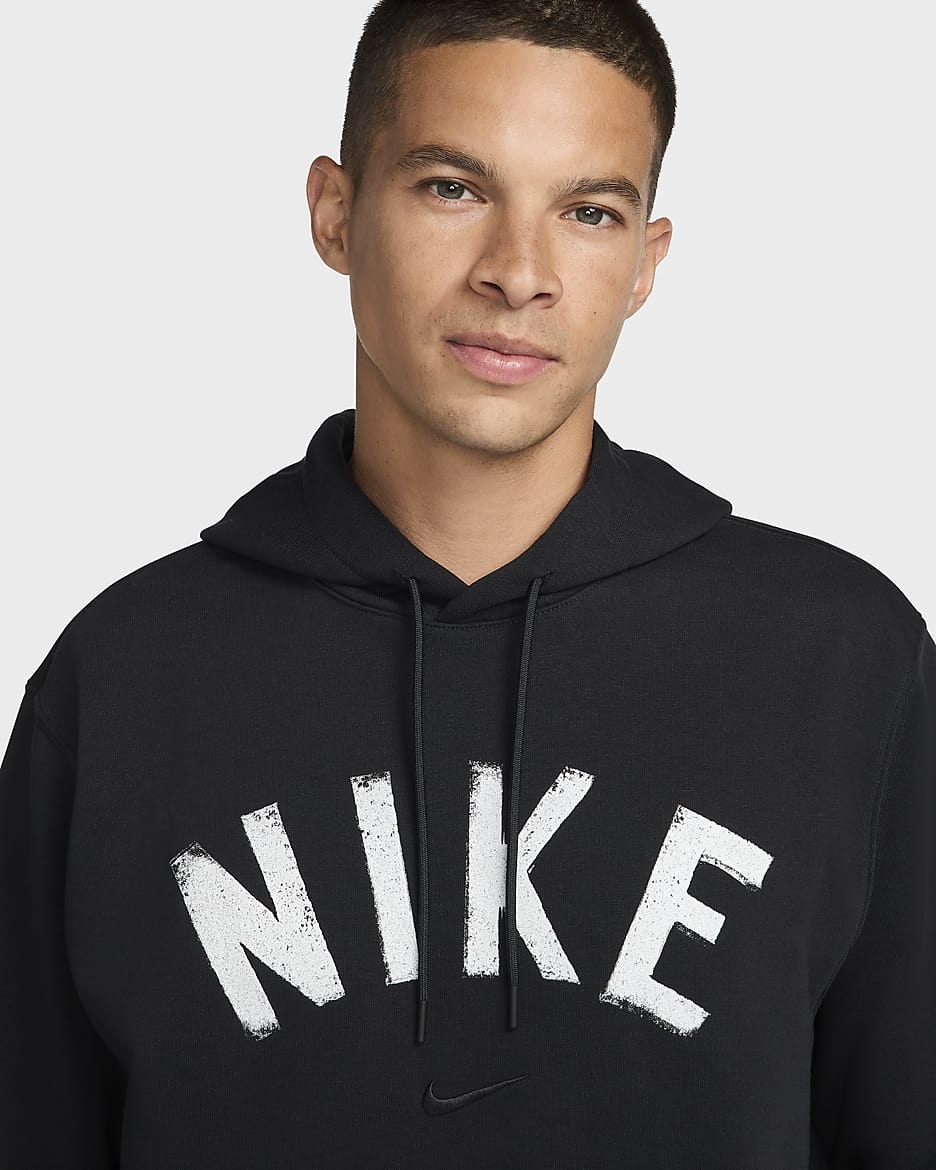 Sweat à capuche de fitness en molleton Dri-FIT Nike Swoosh pour homme - Noir/Noir/Blanc