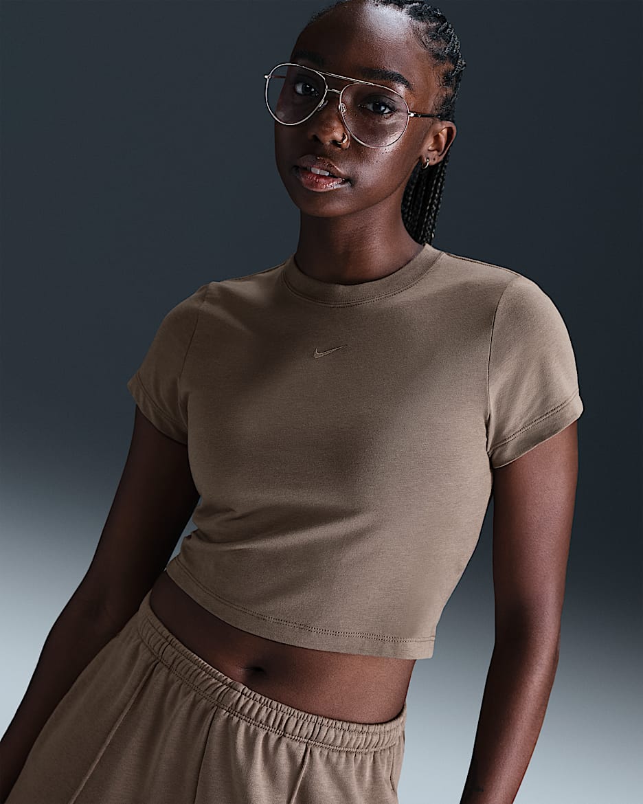 Nike Sportswear Chill Knit Women's Cropped T-Shirt - Mink Brown