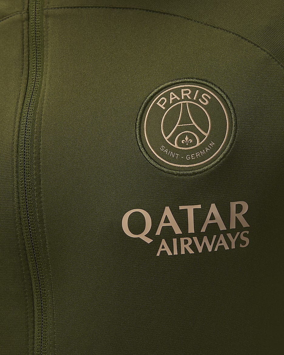 Paris Saint-Germain Strike (fjerdedrakt) Jordan Dri-FIT fotballtracksuit med hette til herre - Rough Green/Hemp