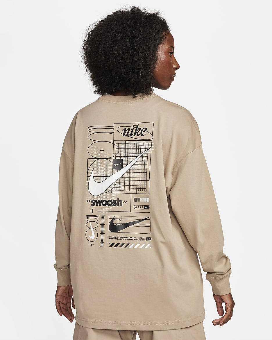 Nike Sportswear Longsleeve für Damen - Khaki/Weiß