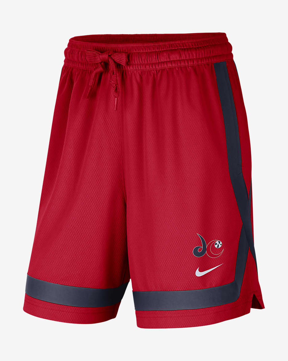 Shorts de entrenamiento para mujer Nike Dri-FIT WNBA Washington Mystics - Rojo universitario/Azul marino universitario/Blanco