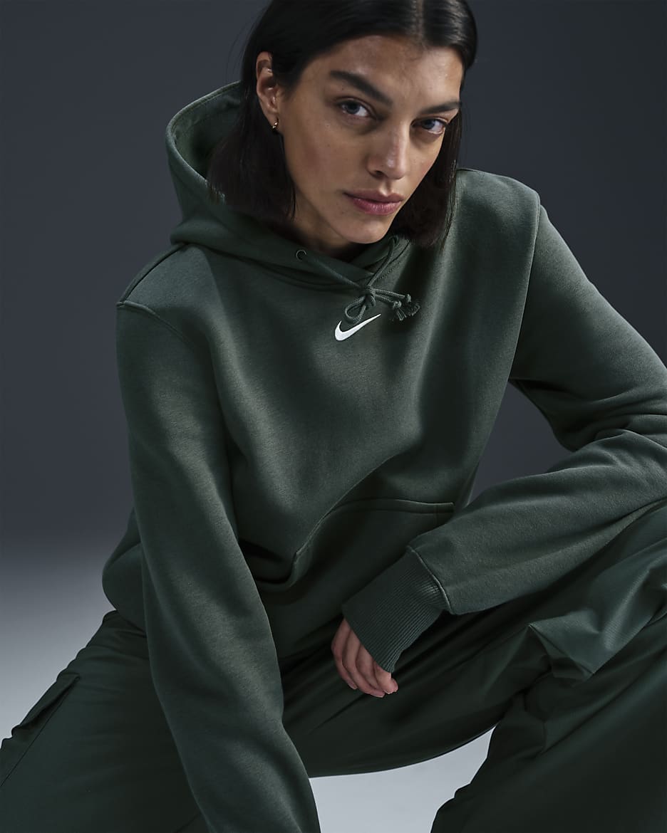 Nike Sportswear Phoenix Fleece Women's Pullover Hoodie - Vintage Green/Sail