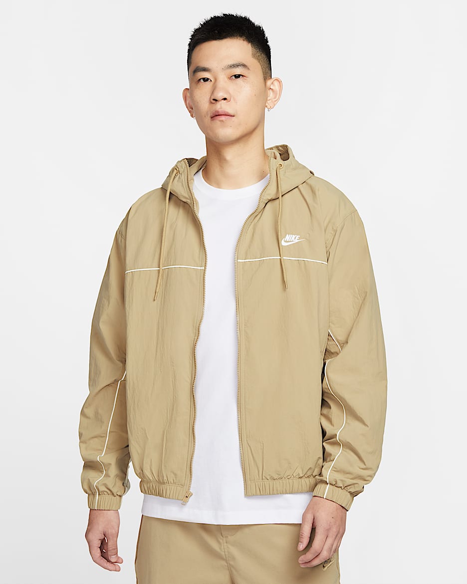 Nike Club Men's Hooded Jacket - Parachute Beige/Light Khaki/Sail/White
