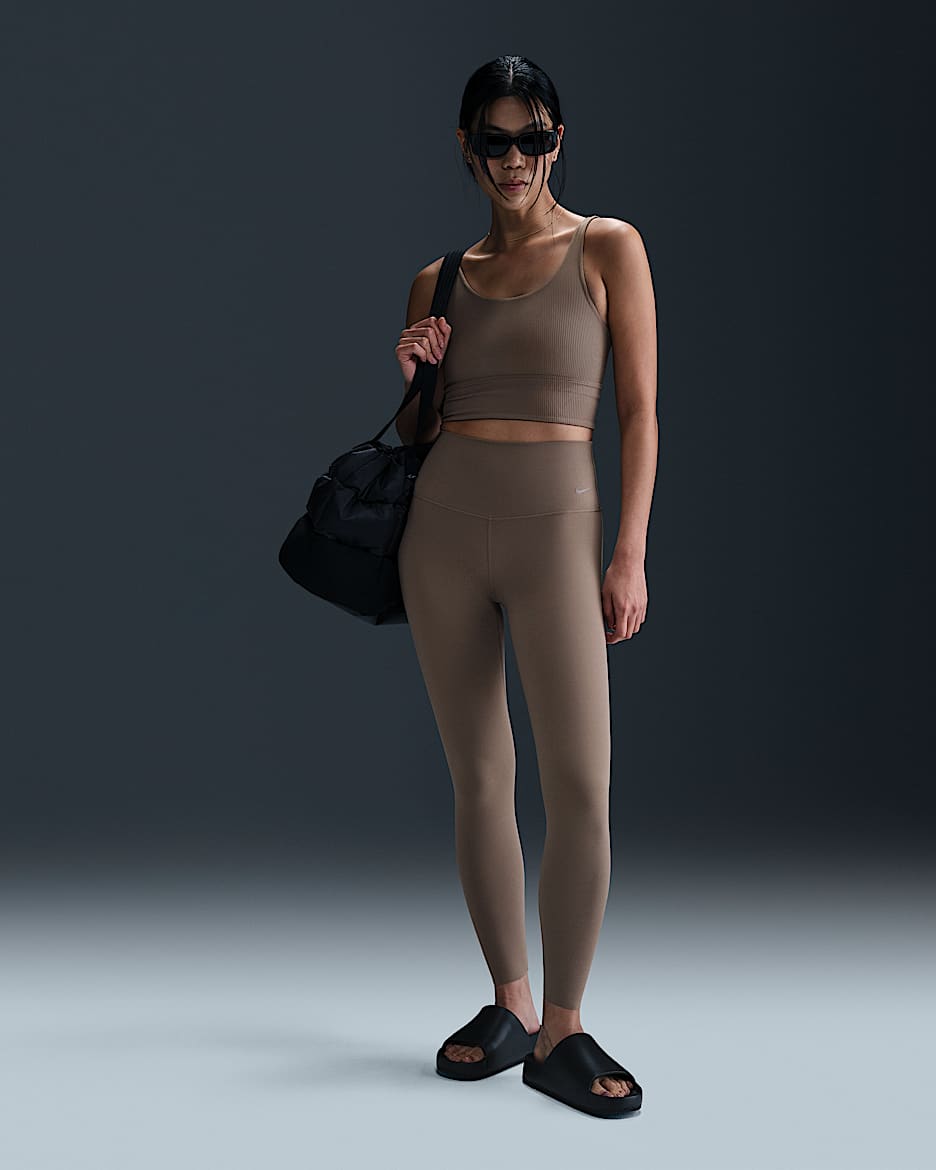 Nike Zenvy Women's Gentle-Support High-Waisted 7/8 Leggings - Mink Brown/Black