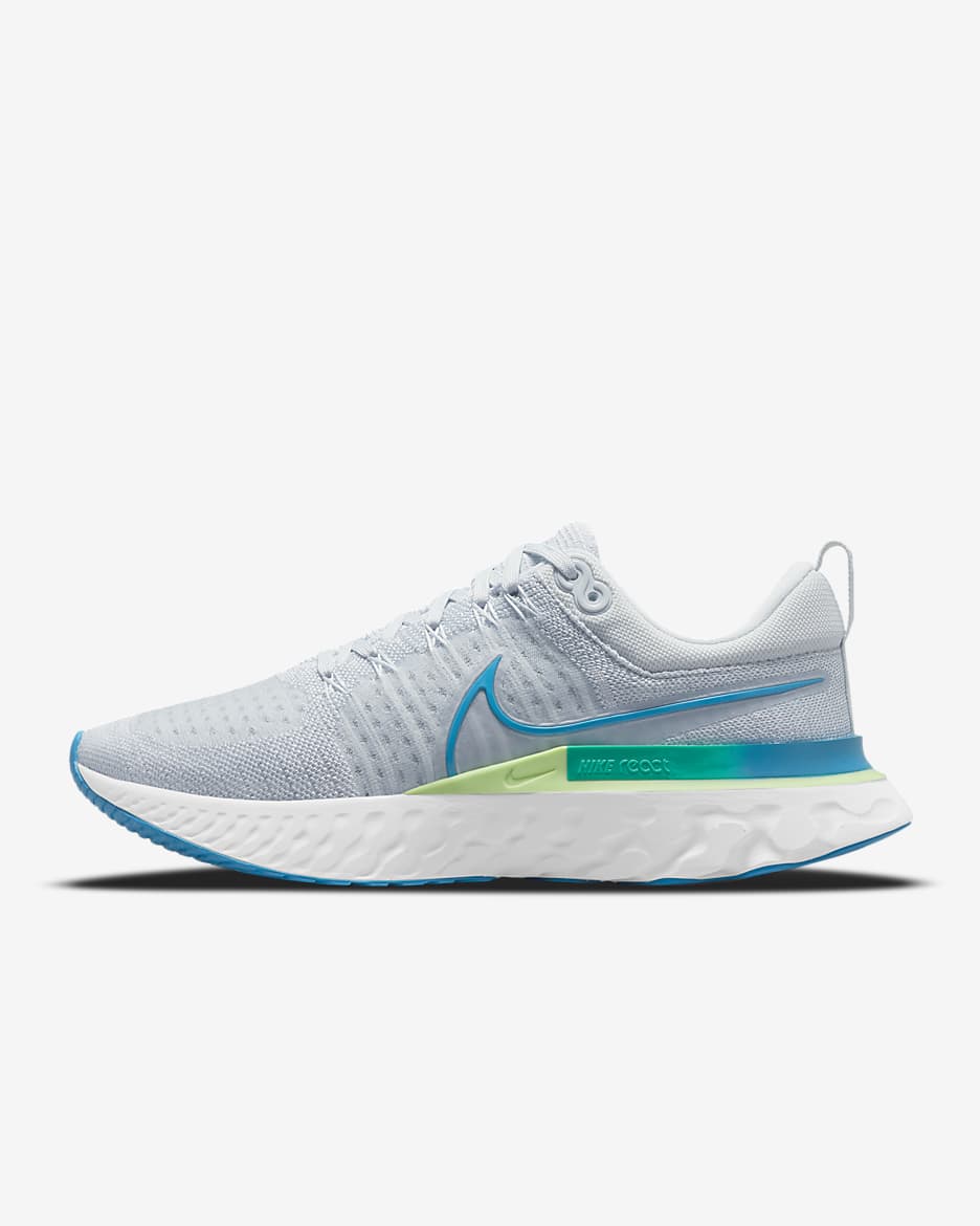 Nike React Infinity 2 Men's Road Running Shoes - Pure Platinum/Lime Glow/Emerald Green/Laser Blue