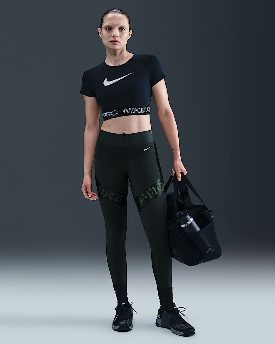 Nike Pro Sculpt 7/8-Leggings mit hohem Bund (Damen) - Seaweed/Vintage Green/Weiß
