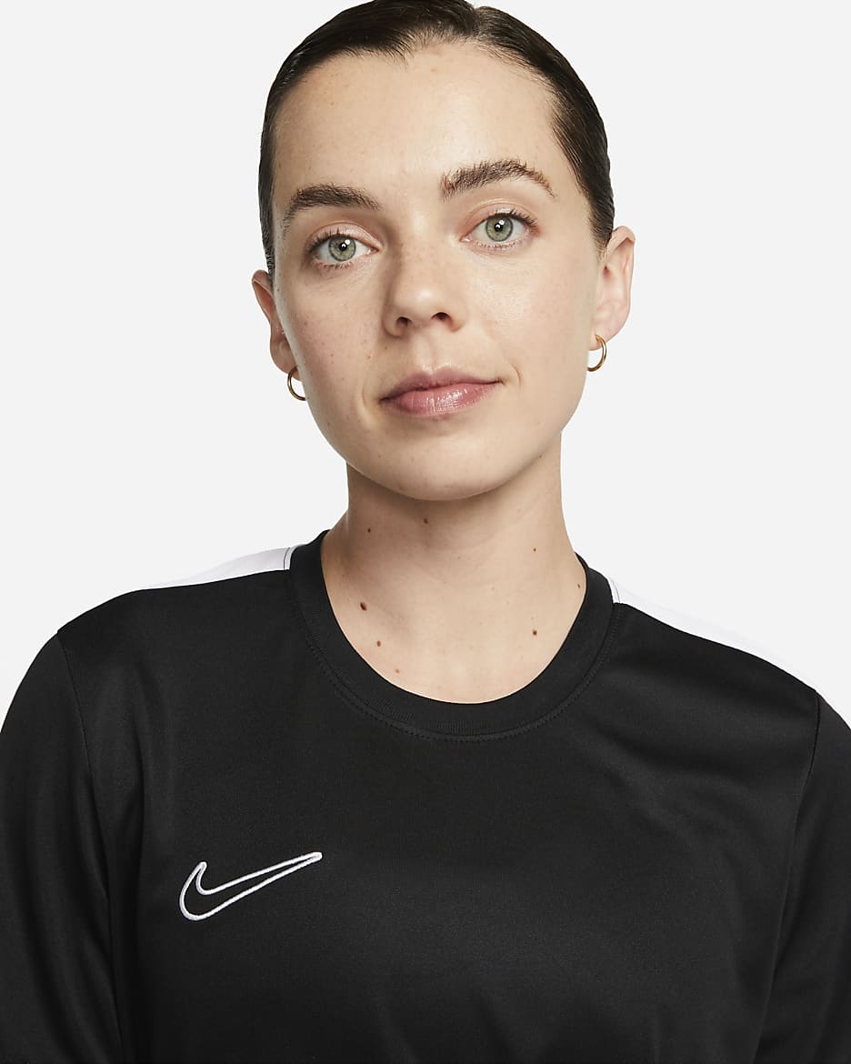 Damka koszulka piłkarska z krótkim rękawem Nike Dri-FIT Academy - Czerń/Biel/Biel