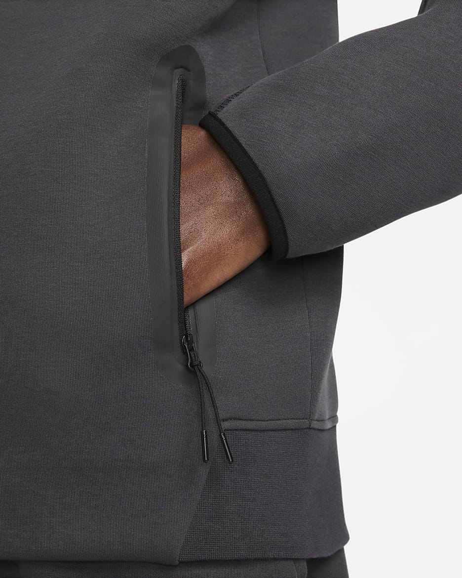 Męska bluza z kapturem i zamkiem na całej długości Nike Sportswear Tech Fleece Windrunner - Anthracite/Czerń