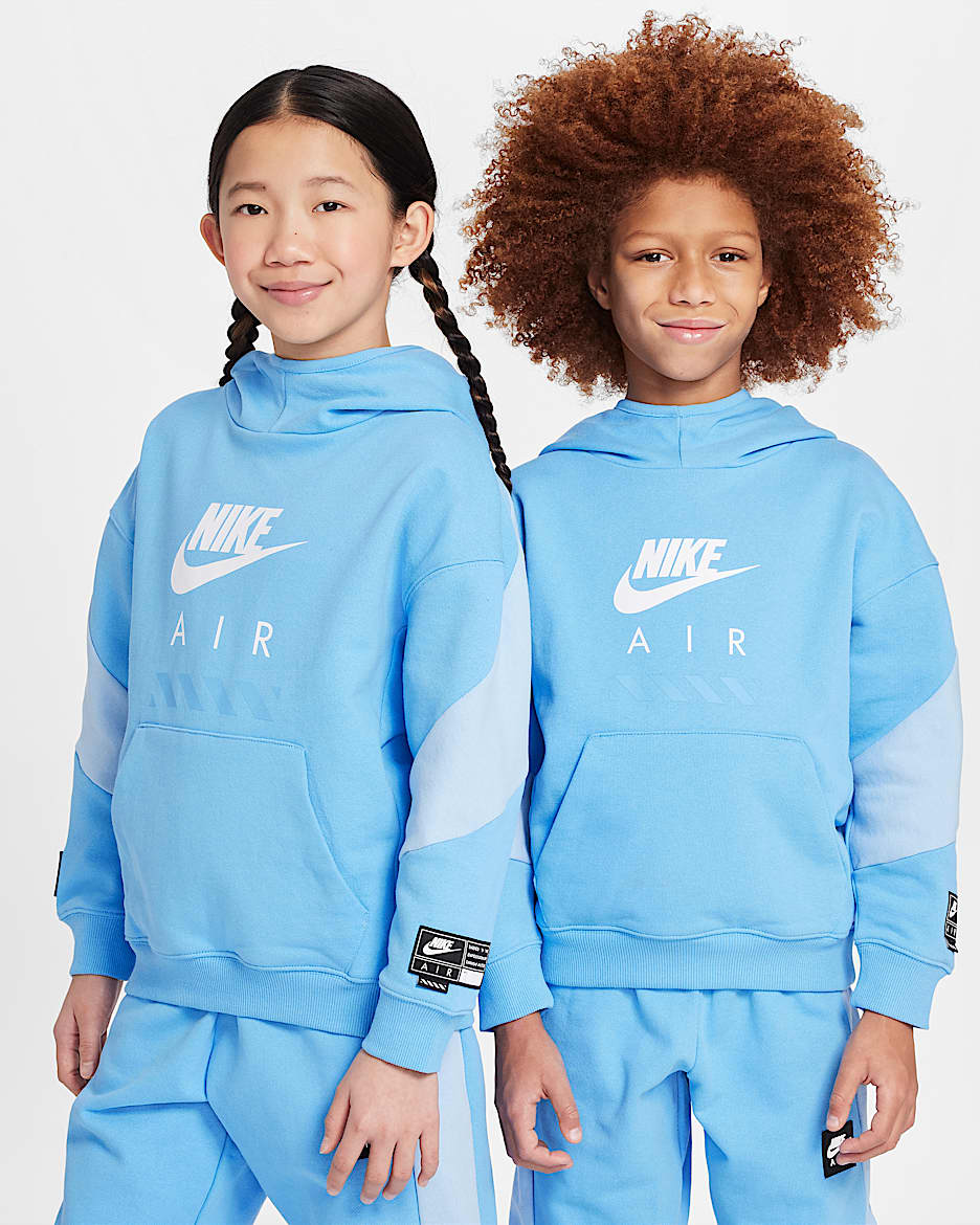 Nike Air Yünlü Genç Çocuk Kapüşonlu Sweatshirt'ü - University Blue/Psychic Blue/Beyaz