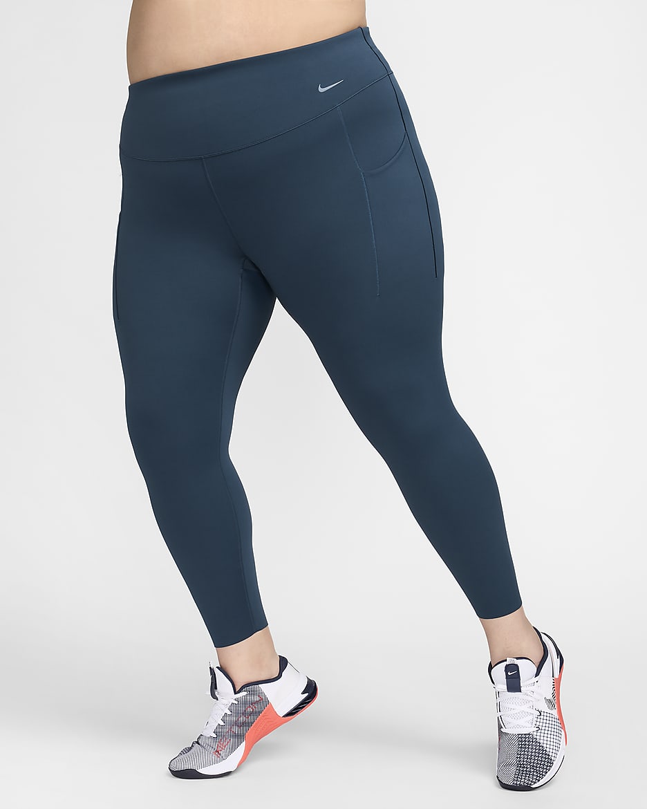 Nike Universa Women's Medium-Support High-Waisted 7/8 Leggings with Pockets (Plus Size) - Armoury Navy/Black