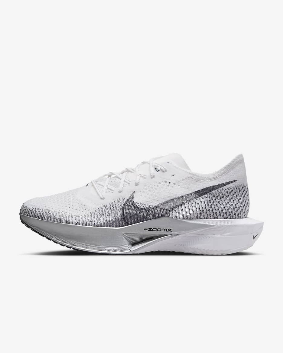 Nike Vaporfly 3 Men's Road Racing Shoes - White/Particle Grey/Metallic Silver/Dark Smoke Grey
