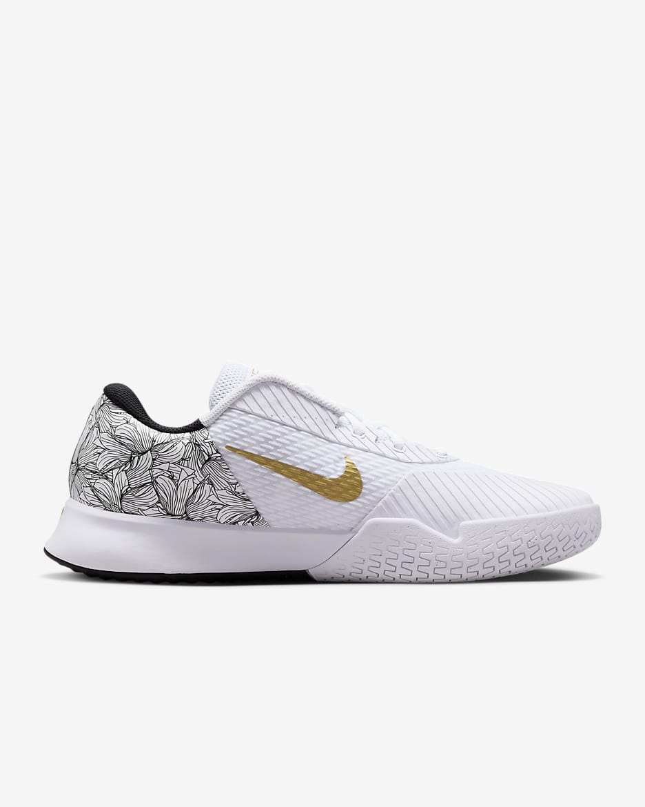 NikeCourt Vapor Pro 2 Magnolia Men's Hard Court Tennis Shoes - White/Black/Metallic Gold