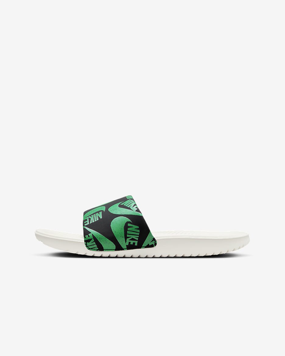 Nike Kawa SE JDI Younger/Older Kids' Slides - Black/Summit White/Stadium Green