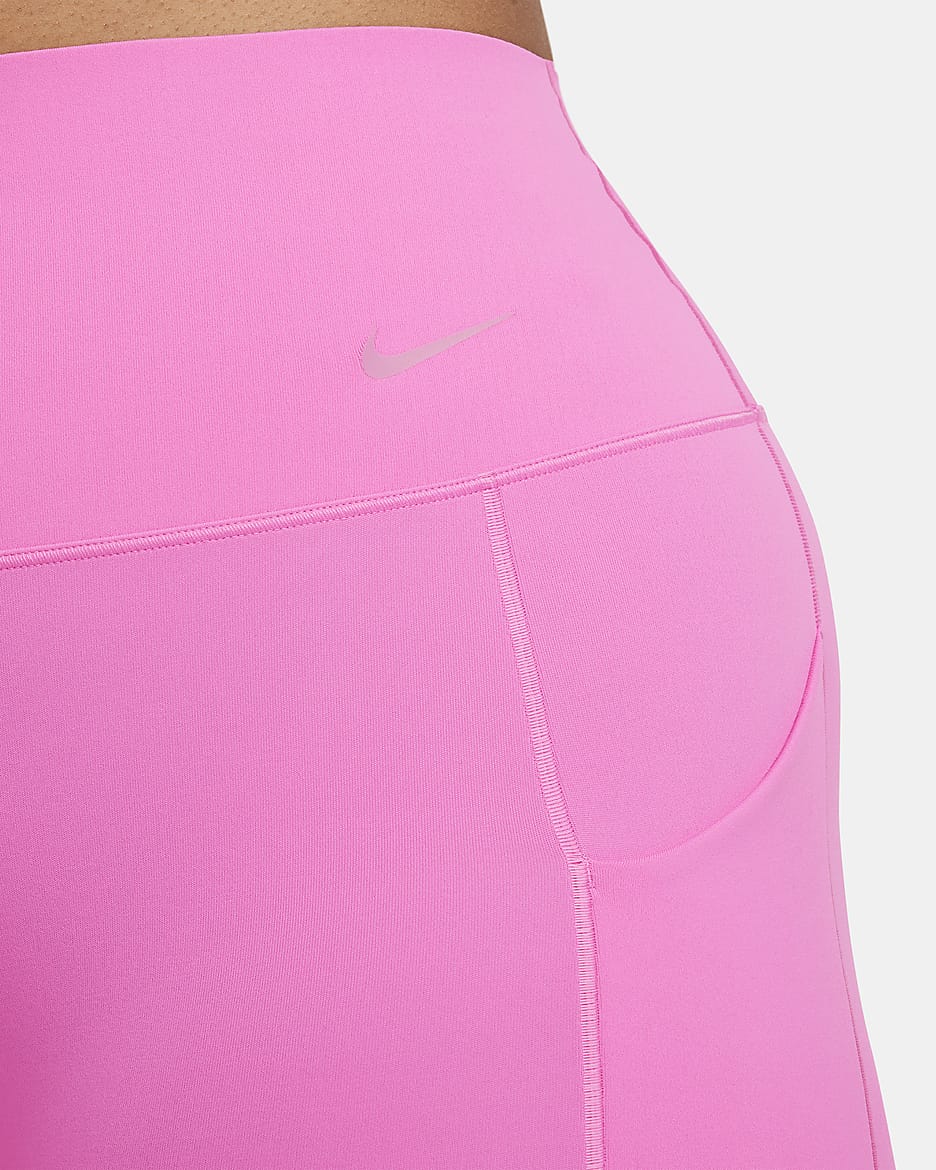 Leggings de 7/8 de tiro alto y sujeción media con bolsillos para mujer Nike Universa - Rosa alegre/Negro