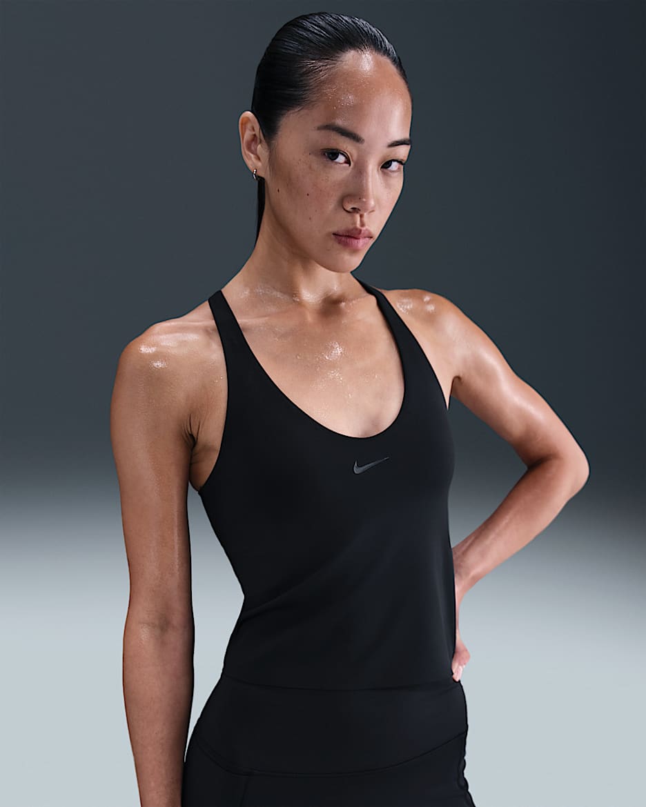 Nike Universa Women's Medium-Support Padded Sports Bra Tank - Black/Anthracite/Dark Smoke Grey