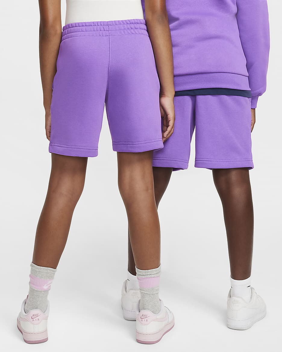 Nike Sportswear Club Fleece Big Kids' French Terry Shorts - Black Raspberry/White