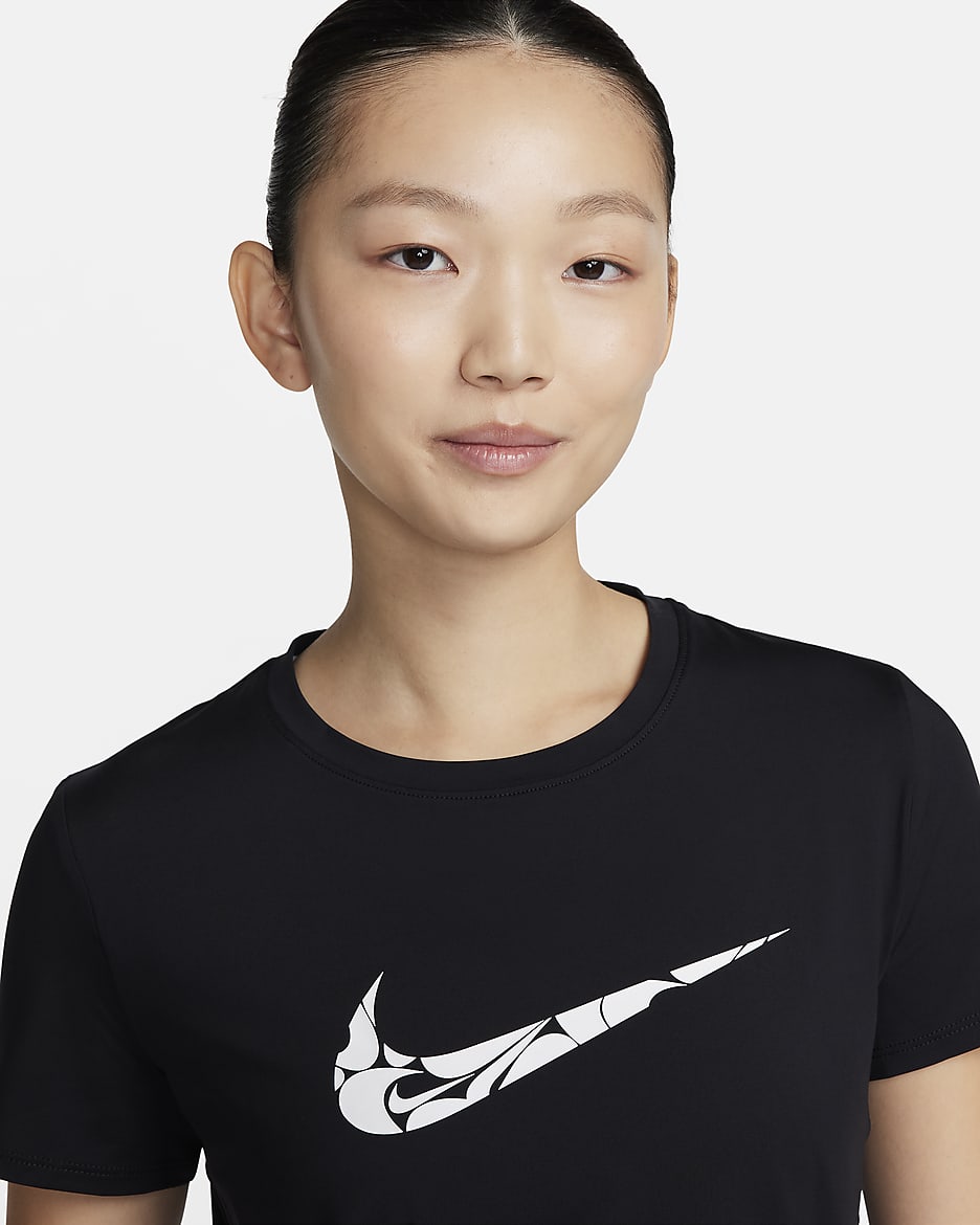 Nike One Swoosh Women's Dri-FIT Short-Sleeve Running Top - Black/White