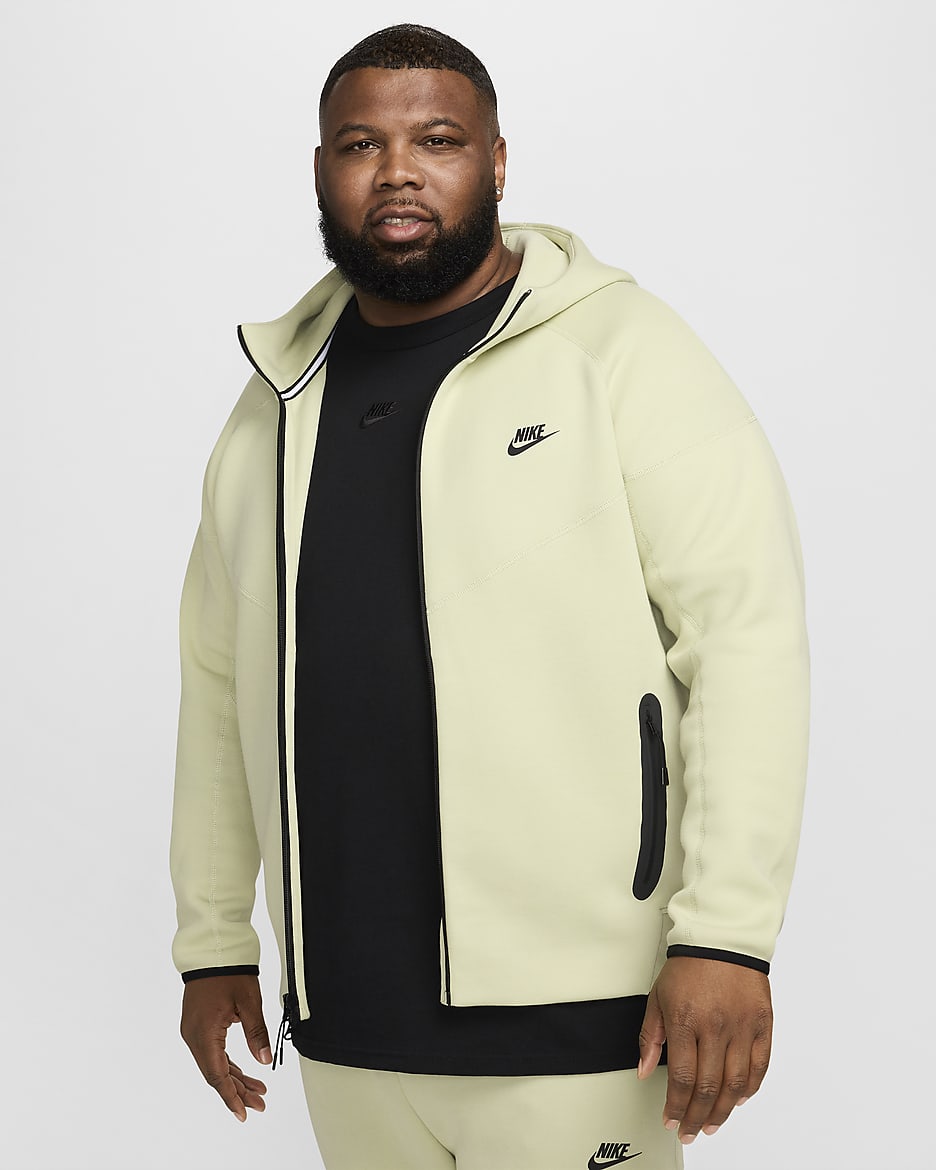 Huvtröja med hel dragkedja Nike Sportswear Tech Fleece Windrunner för män - Olive Aura/Svart