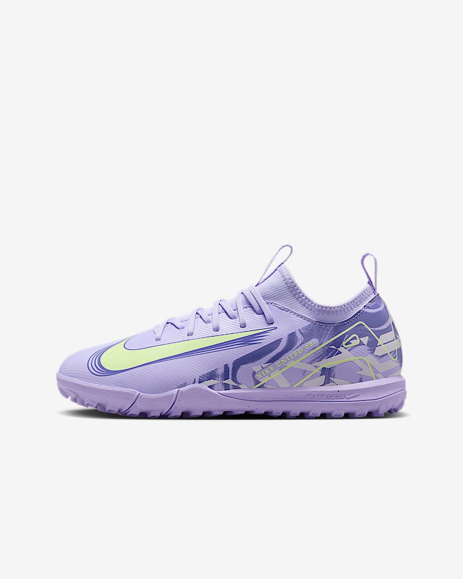 Nike United Jr. Mercurial Vapor 16 Academy Older Kids' TF Low-Top Football Shoes - Purple Agate/Barely Volt