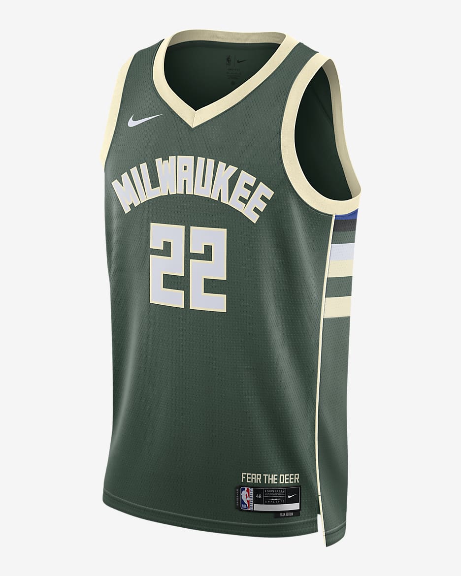 Jersey Nike Dri-FIT de la NBA Swingman para hombre Milwaukee Bucks Icon Edition 2022/23 - Abeto