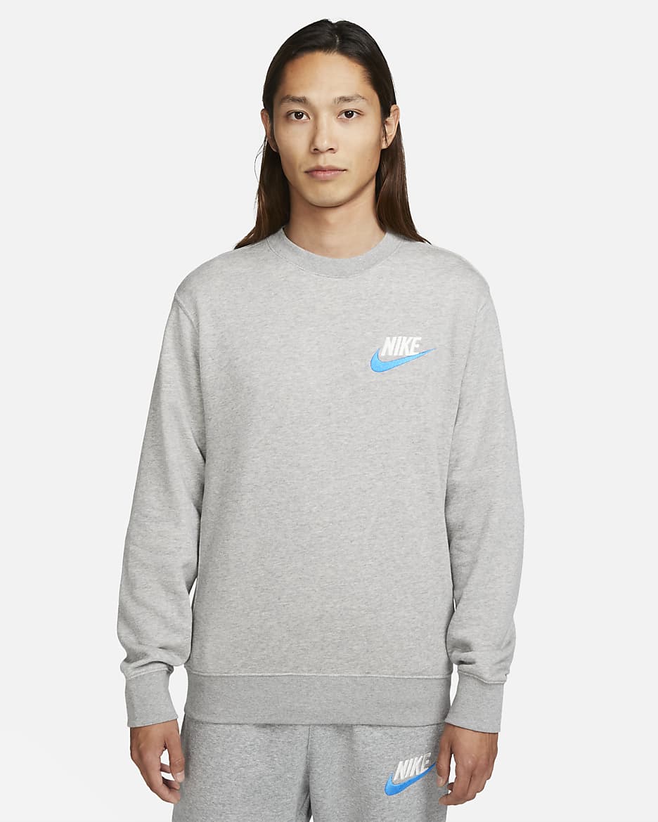 เสื้อคอกลมผ้าเฟรนช์เทรีผู้ชาย Nike Club - Dark Grey Heather
