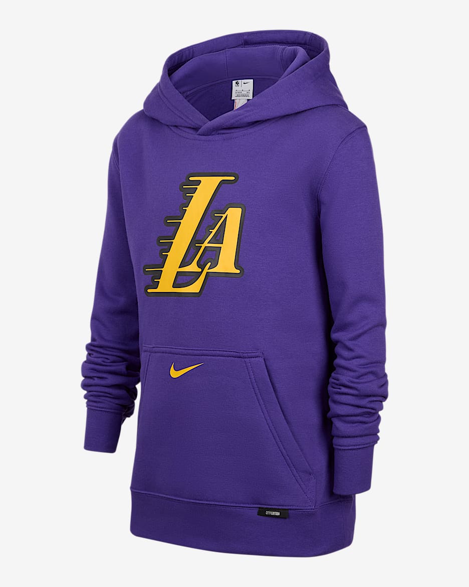 Felpa pullover in fleece con cappuccio Los Angeles Lakers Club City Edition Nike NBA – Ragazzo/a - Field Purple