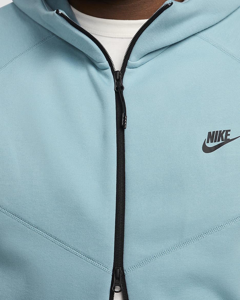 Sweat à capuche et zip Nike Sportswear Tech Fleece Windrunner pour homme - Denim Turquoise/Noir