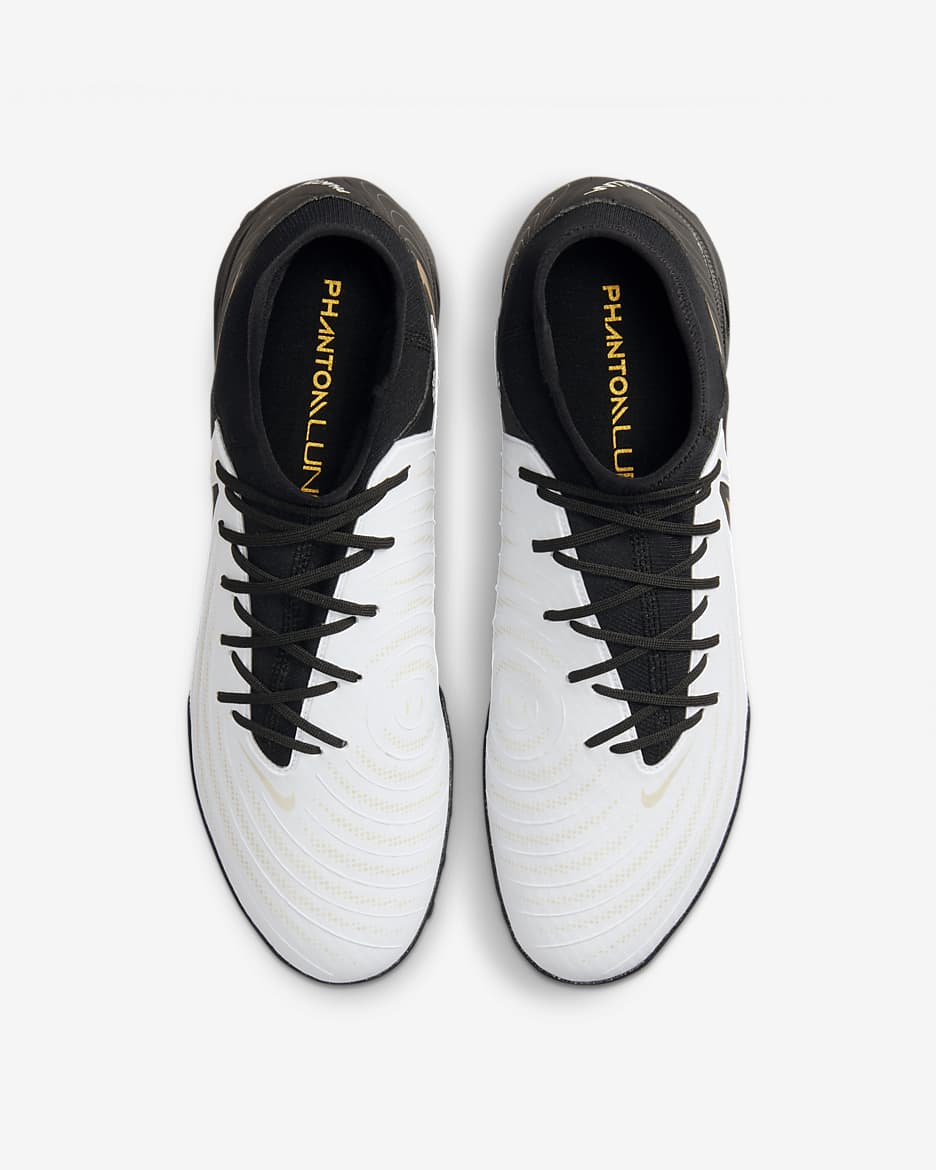 Nike Phantom Luna 2 Academy TF High-Top Football Shoes - White/Metallic Gold Coin/Black