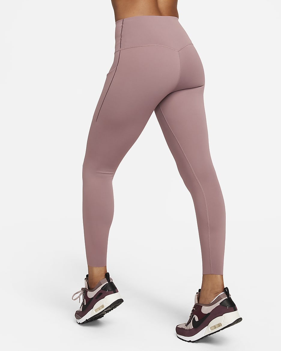 Nike Universa Women's Medium-Support High-Waisted 7/8 Leggings with Pockets - Smokey Mauve/Black