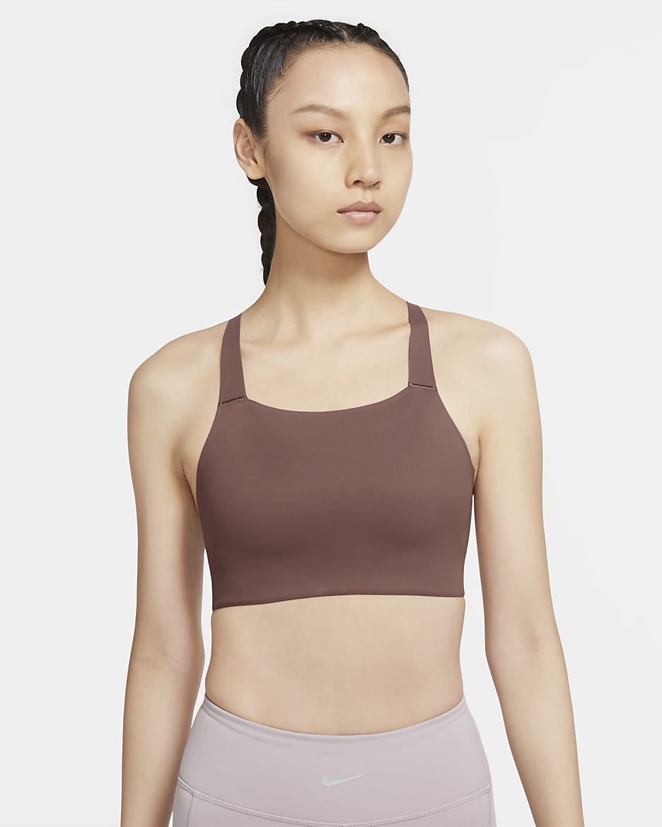 Nike Swoosh Luxe Women's Medium-Support Padded Sports Bra - Smokey Mauve/Desert Dust